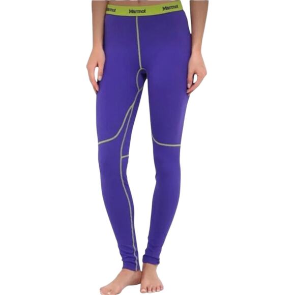 Marmot Thermalclime Pro Tights Leggings Quick-Dry Whicking Purple Green Small - Picture 1 of 5
